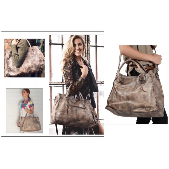Bed Stu Leather Rockaway Shoulder Bag Crossbody Tote Taupe Driftwood $330 - Picture 14 of 14